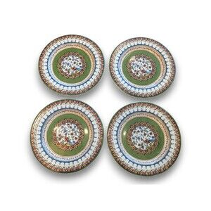 World Market Passaro Set Of 4 Salad Plates 8” Green Peacock Portugal